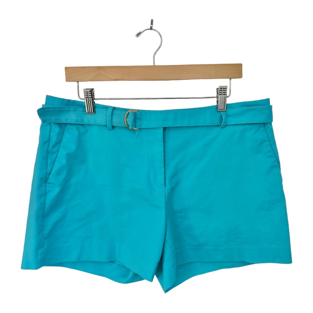 Michael Michael Kors Turquoise Flat Front Shorts Belted Size 12